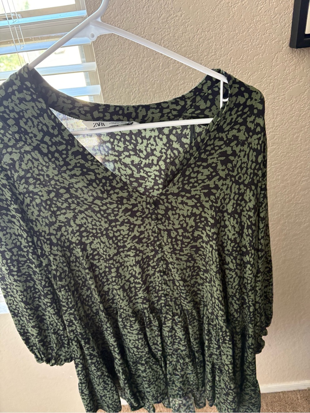 Zara Green and Black Printed Dress